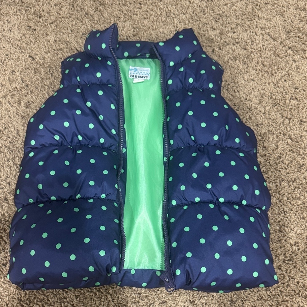 Old Navy Blue and Green Polka Dot Vest